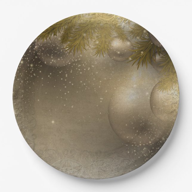 Silver gold ornaments paper plate (Front)