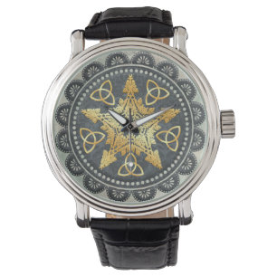 Silver & Gold Pentacle Pagan Wiccan Watch