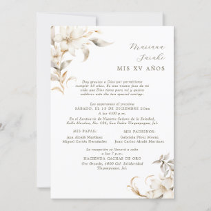 Silver & Gold Quinceañera Invitation in Spanish