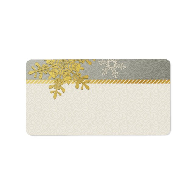 Silver Gold Snowflake Wedding Blank Address Labels (Front)
