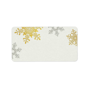 Silver Gold Snowflake Winter Wedding Blank Label