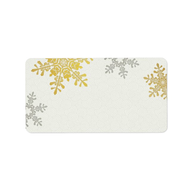 Silver Gold Snowflake Winter Wedding Blank Label (Front)
