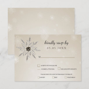 silver gold snowflakes winter wedding rsvp