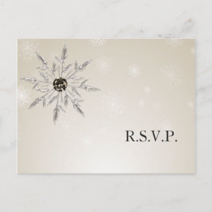silver gold snowflakes winter wedding rsvp Card