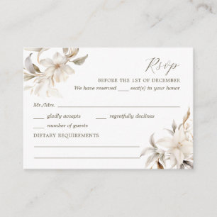 Silver, Gold & White Floral Quinceañera RSVP Enclosure Card
