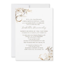 Silver, Gold & White Floral Spanish Quinceañera