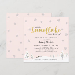 Silver & Gold Winter Wonderland Girl Baby Shower Invitation