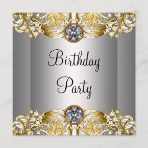 Silver Gold Womans Birthday Party Invitation