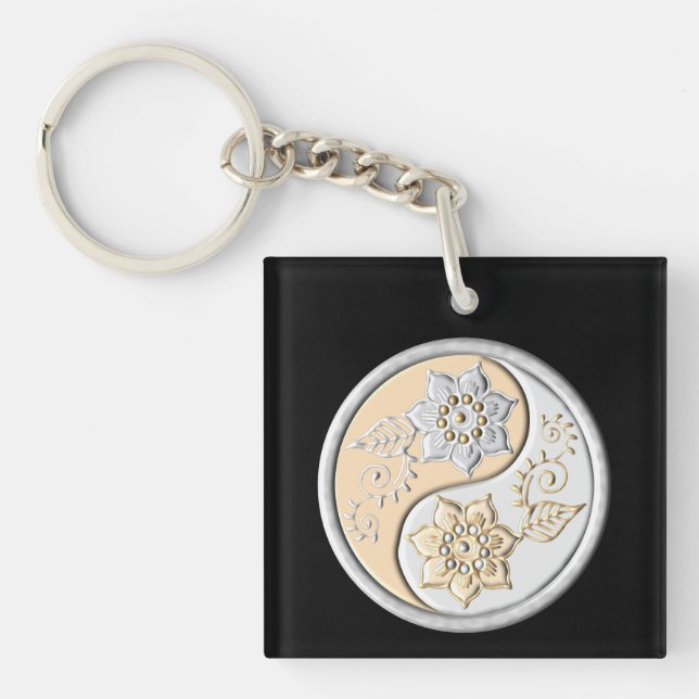 Silver & Gold Yin Yang Key Ring (Front)