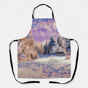 Silver golden Christmas ornaments watercolor Apron