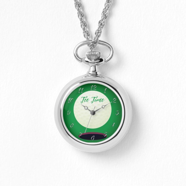 Silver Golfer's Gift Tee Time Watch (Front)