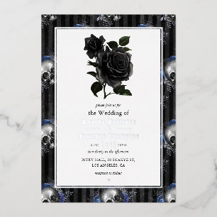 Silver Gothic Floral Wedding Foil Invitation