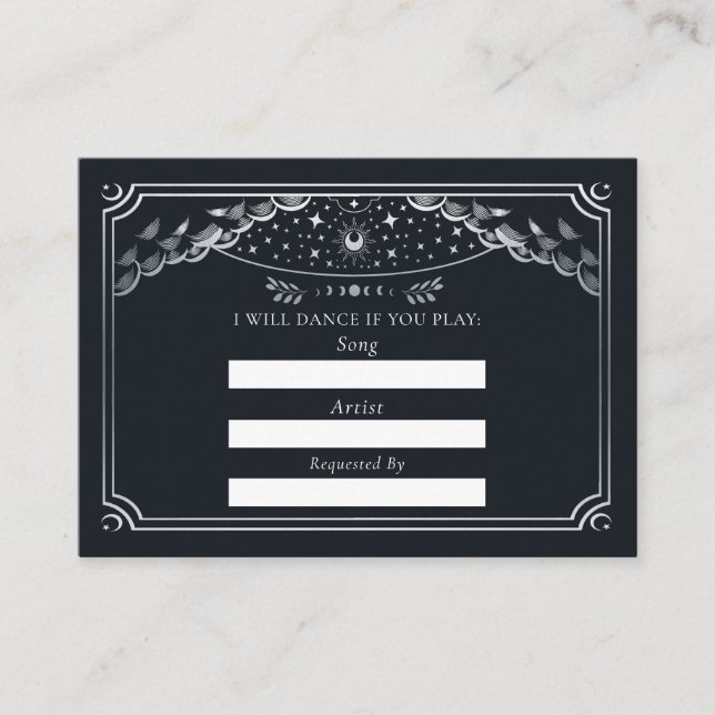 Silver Gothic Tarot Wedding Song Request Enclosure Card (Front)