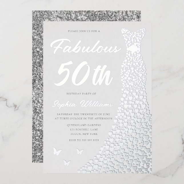Silver Gown, Fabulous 50th Birthday Party (Front/Back)
