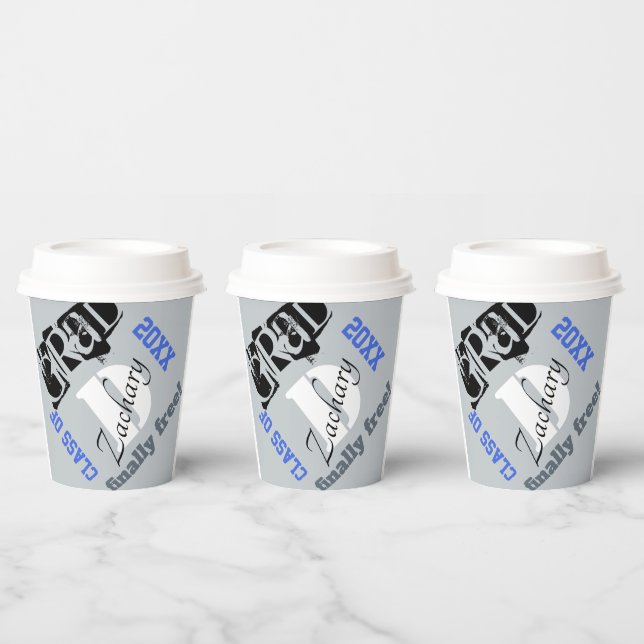 Silver Grad Class of NAME Paper Cups (Multi)