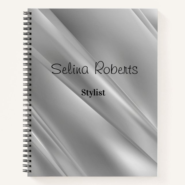 Silver gradient diagonal lines notebook (Front)
