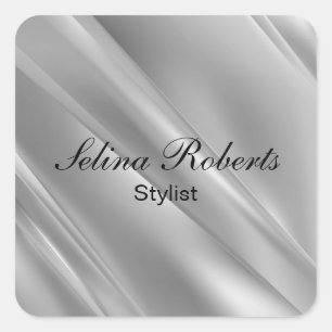 Silver gradient diagonal lines square sticker