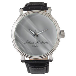 Silver gradient diagonal lines watch