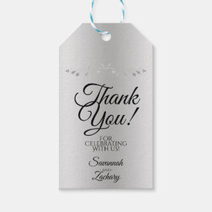Silver Gradient Elegant Filigree Wedding Thank You Gift Tags