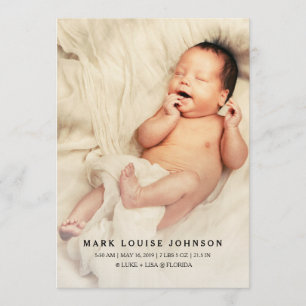 Silver Gradient New Baby Photo Birth Announcement