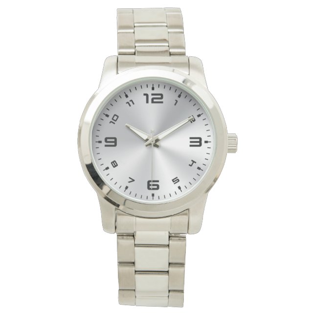 Silver Gradient Oversized Silver Bracelet Watch (Front)