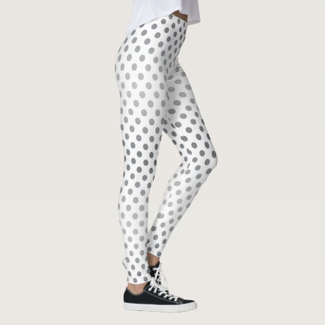 Silver Gradient Polka Dots by Shirley Taylor Leggings (Right)