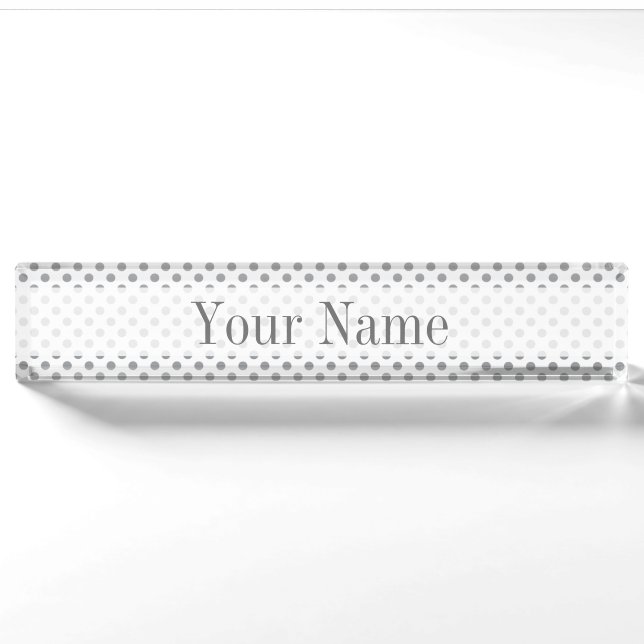 Silver Gradient Polka Dots by Shirley Taylor Nameplate (Front)