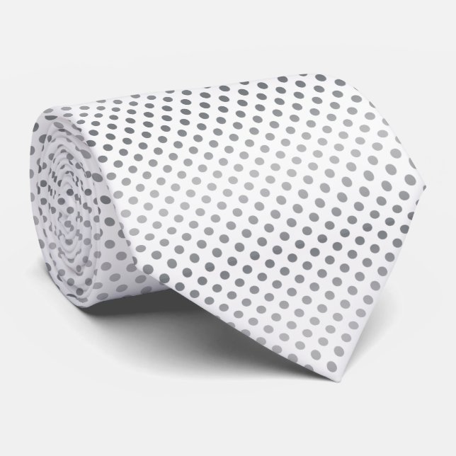 Silver Gradient Polka Dots Tie (Rolled)