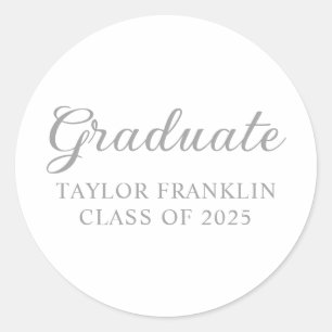 Silver Graduate Classic Round Sticker