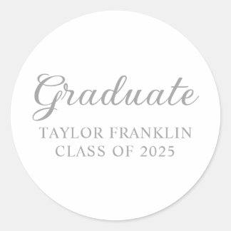 Silver Graduate Classic Round Sticker