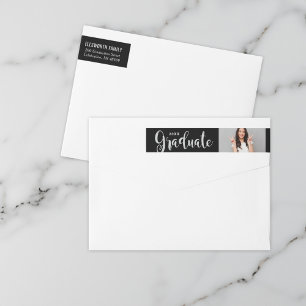 Silver Graduate Photo Return Address Wrap Around Label