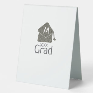 Silver graduation cap glitter add name grad year c