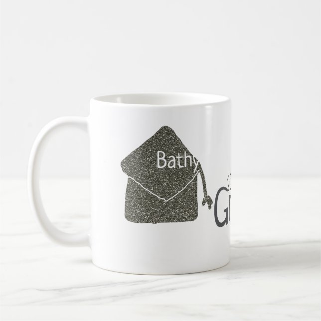 Silver graduation cap glitter add name grad year c coffee mug (Left)