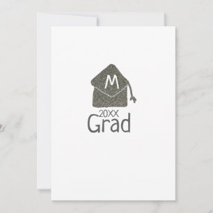 Silver graduation cap glitter add name grad year c holiday card