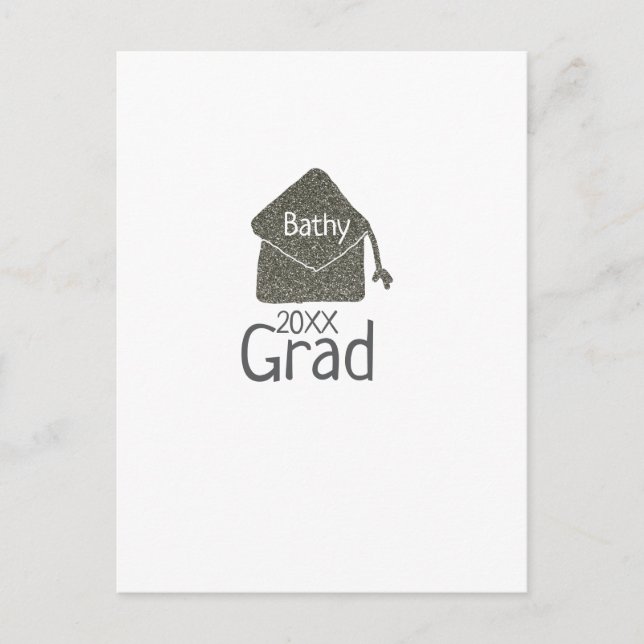 Silver graduation cap glitter add name grad year c postcard (Front)