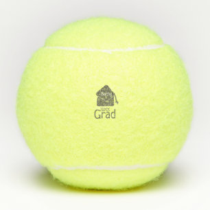 Silver graduation cap glitter add name grad year c tennis balls