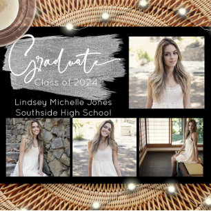 Silver Graduation Party Invitation & Announcement