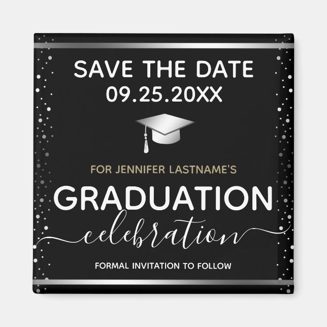 Silver Graduation Save the Date  Magnet (Front)
