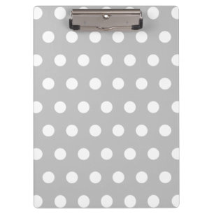Silver Gray And White Polka Dots Pattern Clipboard