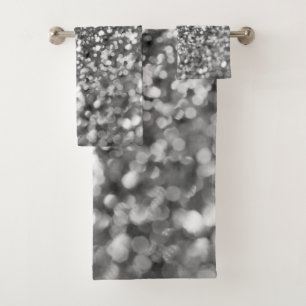 Silver Gray Bokeh Glitter #1 (Faux Glitter) #decor Bath Towel Set
