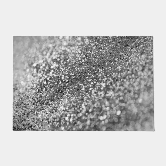 Silver Gray Bokeh Glitter #1 (Faux Glitter) #decor Doormat (Front)
