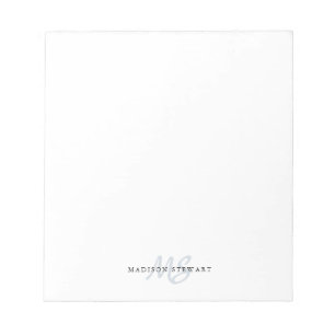 Silver Gray Brush Script Monogram Modern Trendy Notepad