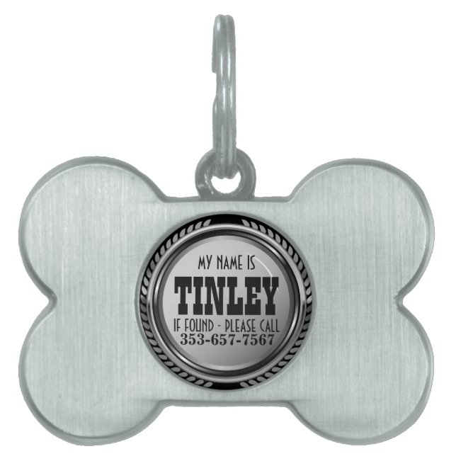 Silver Gray Design | DIY Name Pet ID Tag (Front)