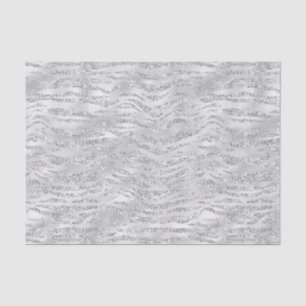 Silver Gray Faux Glitter Zebra Stripes Tissue Paper