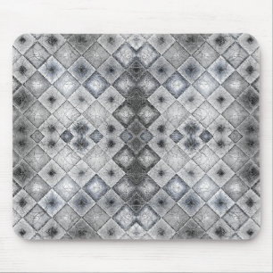 Silver & Gray Geometric Abstract Lattice Texture Mouse Mat