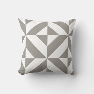 Silver Gray Geometric Art Deco Cushion