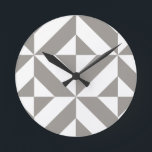 Silver Gray Geometric Deco Cube Pattern Round Clock<br><div class="desc">This abstract,  geometric cubed pattern will add vibrance and classic flair to any home or office decor. Always ready for you to personalize with your name and/or your loved one's name,  as well.</div>