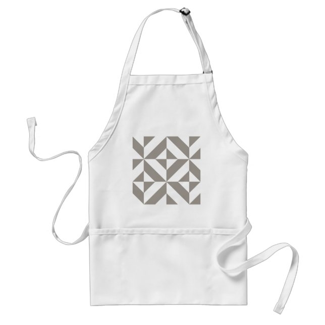 Silver Gray Geometric Deco Cube Pattern Standard Apron (Front)