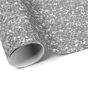 Silver Gray Glam Glitter Sparkly Minimal Delicate Wrapping Paper