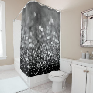 Silver Gray Glitter Bokeh Glam 1 Shower Curtain